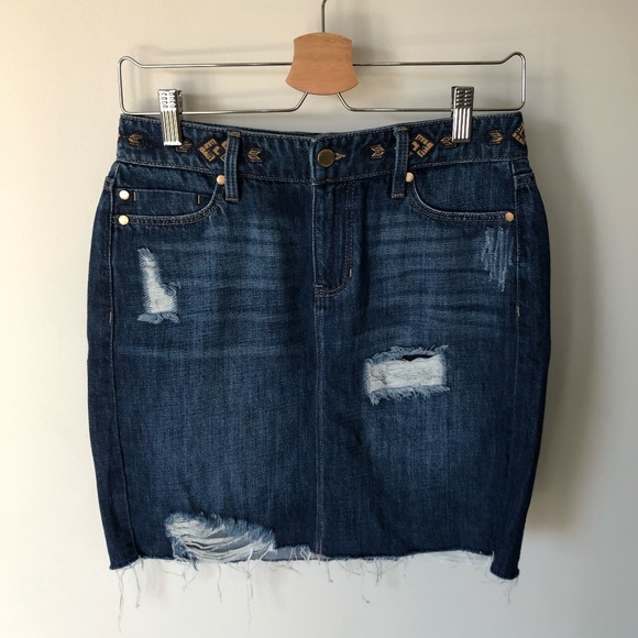 Liverpool Embroidered Denim Mini Skirt | US Size 4 - Picture 1 of 6
